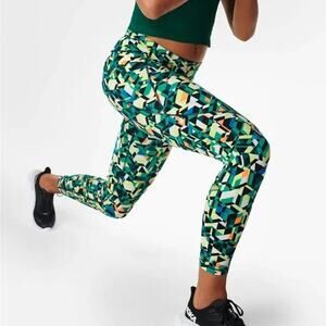 Sweaty Betty Power Zip Pocket Workout Full Length Leggings Size 14 Geometric